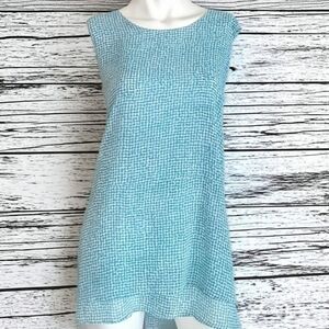 Fever Teal and White Patterned Sleeveless Tunic